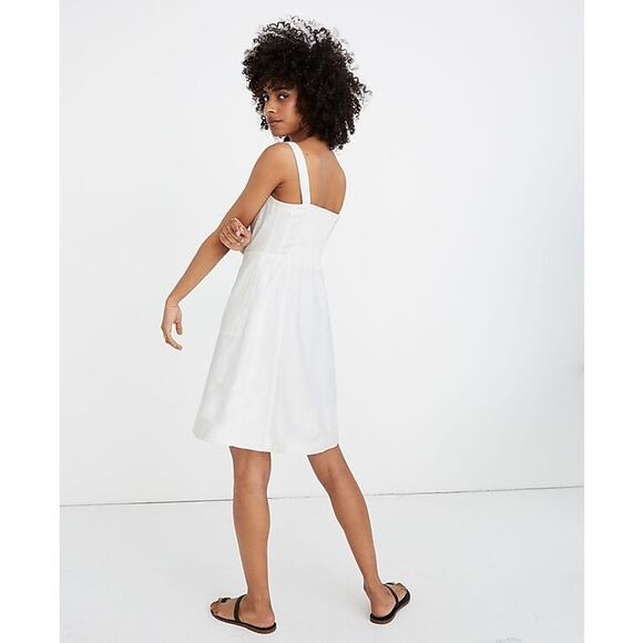 Madewell Linen Cotton Button-Front Tank Dress in Lighthouse White Size 0 - Picture 3 of 7